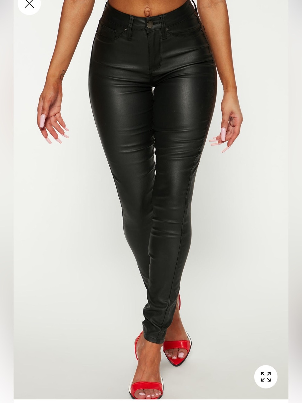 Fashion Nova Coated with Love Skinny Pants in Black